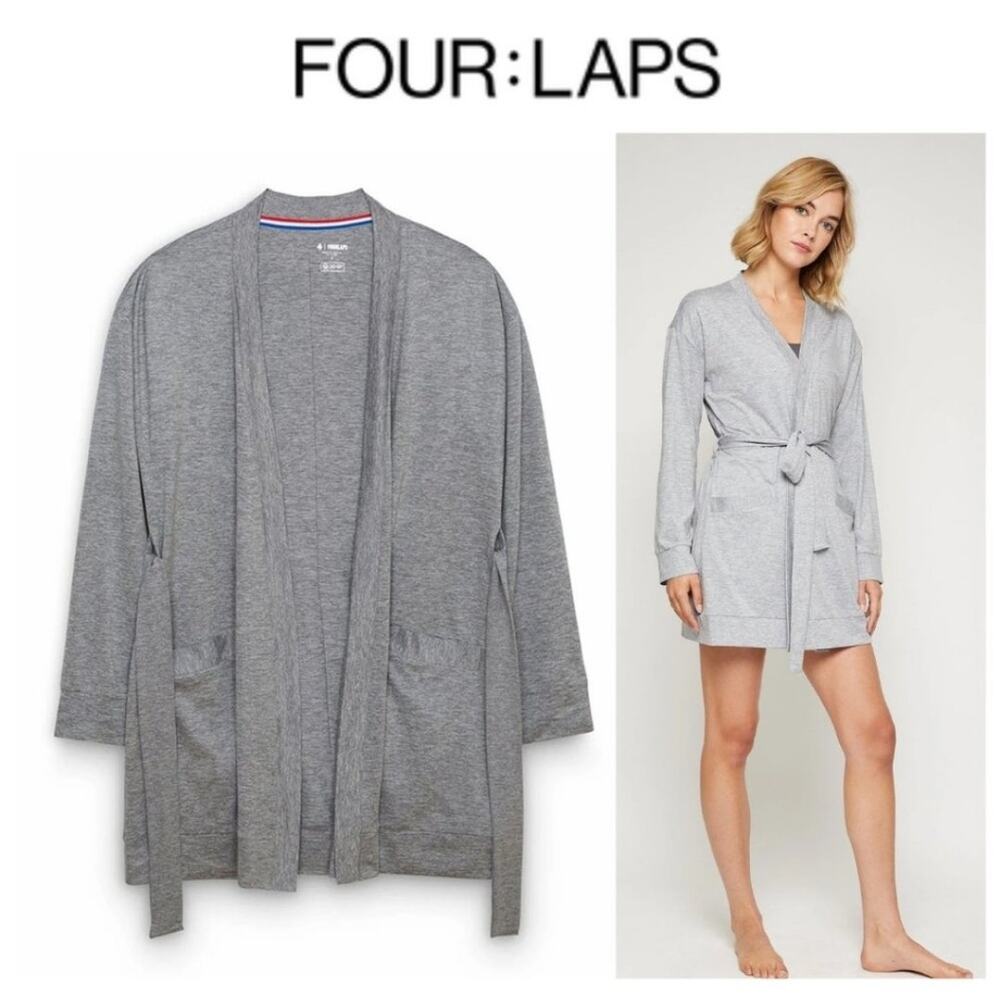 Fourlaps Stratus Wrap Robe in Grey Heather Size Small NWT